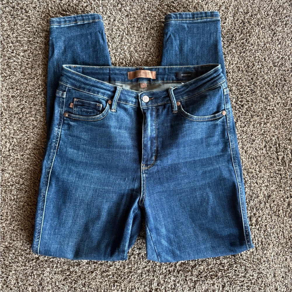 Judy Blue Dark Blue Skinny Jeans, EEUC size 9/29 Mid Rise
